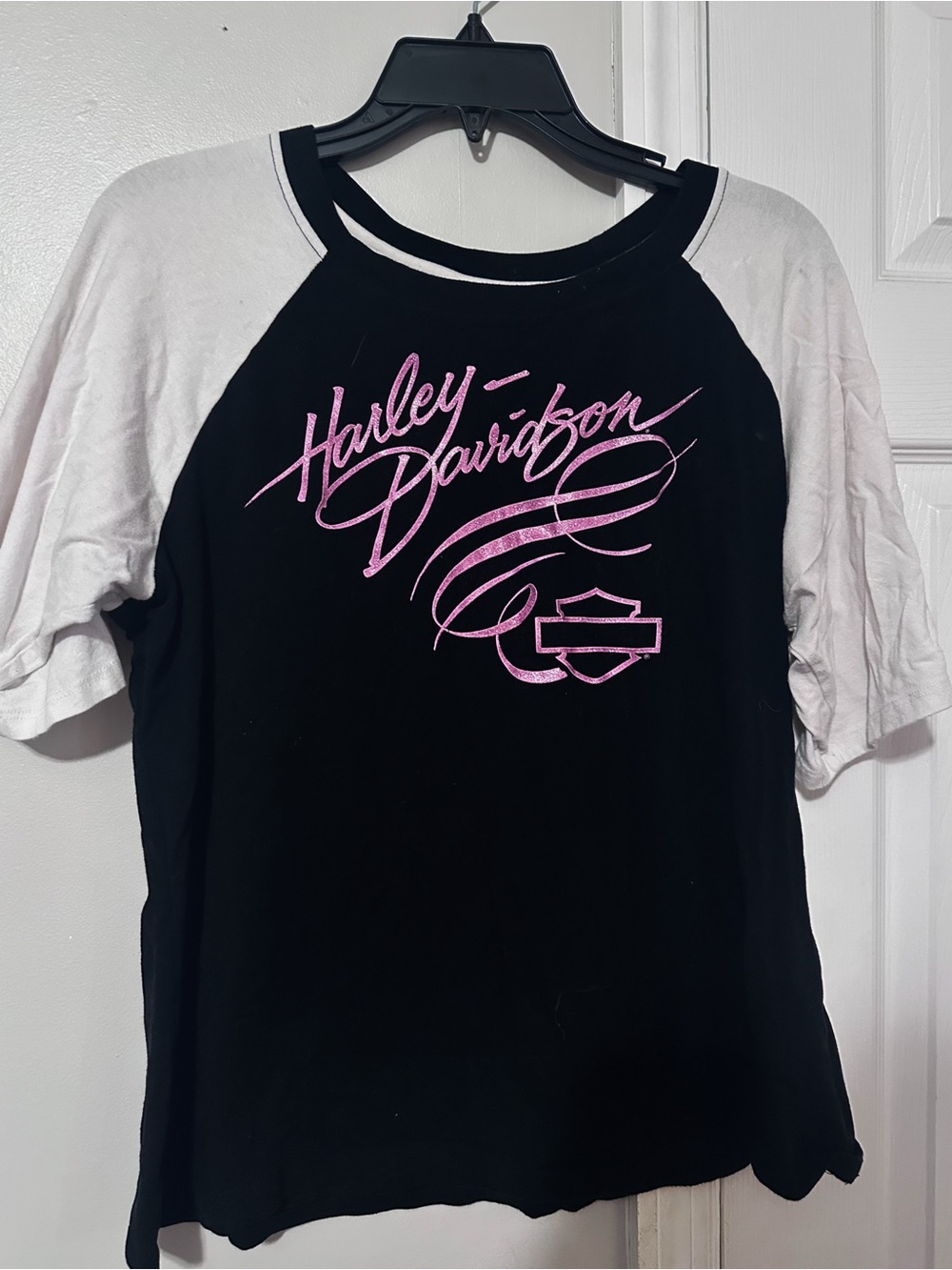 Harley Davidson Pink Sparkle Baseball Tee